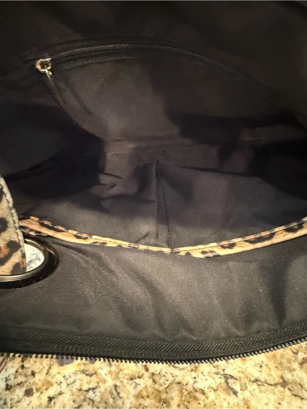 Leopard print wristlet travel bag make up case 8.5”x12.5”